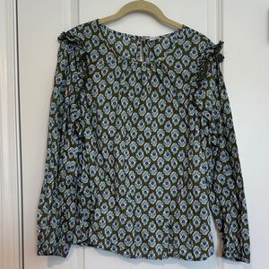 J. Crew Floral Blouse - Green and Blue
